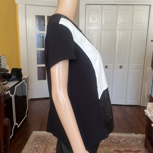 Classiques Entier Nordstrom Black Ponte Knit Top with Leather Panels Size L - Picture 8 of 16
